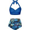Holipick Costume da bagno da donna, set bikini a vita alta, due pezzi, con controllo della pancia, slip mare con shorts push up, XL