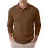 Hisir Polo da uomo a maniche lunghe invernali in maglia, vestibilità regolare, casual, classico, a righe verticali