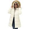 Yuson Girl Cappotto da Donna Invernale Lungo Elegante Giubbotto Imbottito Pesante Vento Piumino Giacca con Cappuccio in Pelliccia Staccabile Parka Casual Caldo Giaccone Outdoor(Beige, XL)