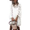 tinbarry Abito Estivo Bianco Abiti da Spiaggia in Pizzo da Donna Abiti Estivi Senza Maniche con Scollo a V Abiti Lunghi Boho Vestito Estivo Lungo Elegante Abito Casual a Trapezio