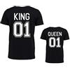 PR Service PRS - T Shirt Coppia Maglietta King Queen Idea Regalo San Valentino Natale Anniversario Uomo eDonna Coppia Amore Love Lui Lei Idea Regalo Fidanzato Fidanzata Marito Moglie