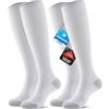 PULIOU Calze Compressione Donna Uomo Graduata 20-30 mmHg, Traspiranti per Sport, Corsa, Recupero, Viaggio in Aereo, Lavoro in Piedi, Bianco L-XL