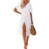 UMIPUBO Copricostume Donna Mare Bikini Cover Up Lungo Costume da Bagno Coprire Kaftano Mare in Cotone con Bottoni Vestito Spiaggia Copri Costume da Spiaggia Casual Estivo Beachwear