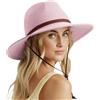 DRESHOW Cappello Panama Donna Cappello da Sole in Paglia a Tesa Larga Cappello di Paglia Regolabile Cappelli da Spiaggia UPF 50+