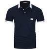 LIUPMWE Polo Uomo Manica Corta Cotone T-Shirt Chic Casual Contrasto Colori Tennis Golf Poloshirt,Blu-b,3XL