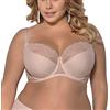 Gorsenia K357 Blanca Reggiseno Semi-Imbottito Monocolorato con Pizzo Floreale, Beige,6H