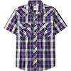 Dubinik® Camicia Uomo Maniche Corte a Quadri Western con Bottoni Automatici Stile Cowboy Viola Nero 2XL