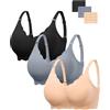 HBselect Reggiseno Senza Ferretto V Collo Reggiseni Senza Cuciture Donna | Seamless T-Shirt Bralette Donna Reggiseni Jelly con Bordo Ondulato Invisibile Coppa Intera Bralette con Estensione Reggiseno
