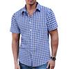 COOFANDY Camicia da uomo a quadretti, a maniche corte, per il tempo libero, vestibilità normale, casual