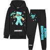 MINECRAFT Tuta Ragazzo Set, Comodo Abbigliamento da Casa - Regali Bambini (Nero/Blu, 7-8 Anni)