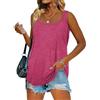 iChunhua Canottiera lunga da donna, estiva, senza maniche, tinta unita, Rosa acceso, XL