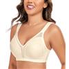 Curyon Minimizer Bra Donna Senza Ferretto Taglie Grandi Coppe Intere Senza Imbottitura Comfort sulla Schiena Morbido Elasticità Senza Ferretto Beige 2D