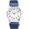 JewelryWe Orologio unisex con cinturino elastico: orologio da polso al quarzo analogico con data 24 ore, quadrante militare elasticizzato intrecciato, Blu, Casual