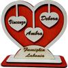 Wood Lab Cuore in Legno con Incisione Personalizzata,16 x 16 cm, Idea Regalo San Valentino per Lui lei, Regalo per Anniversario Famiglia, Regalo di Natale (3 Nomi, Rosso)