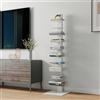 [en.casa] Libreria a Schienale Scaffale da Terra con 10 Ripiani Mobile Espositore in Acciaio per Libri CD DVD 150 x 39 x 39 cm - Bianco