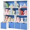 Amveya Libreria Bambini con 4 Cassetti e 7 Scaffali Scaffale Portagiochi Mobile Contenitore Armadio Bambini Cassettiera Cameretta Montessori Blu