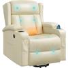 WOLTU Poltrona Elettrica Reclinabile, Massaggiante, PU, Beige