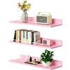 Jemyxhw Mensole da Muro, 3 Mensole da Parete Mensola Legno per Bagno, Ingresso, Soggiorno, Cucina e Ufficio (Rosa)