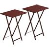 HOOBRO Tavolino, Tavolini per Spuntini, Set di 2 Pieghevoli Tavolo, Accanto al Divano, Stile Industriale, per Spazio Stretto, Struttura Stabile, Montaggio Facile, Marrone Rossiccio EBR25BZ01