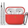 Inesore Compatible with AirPods Pro 1st/2nd Case - Red | Silicone Protective Case Cover for Apple Air Pod Pro (2019/2022/2023), Unisex Design, with Cleaning Kit