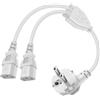 YINGAYOU Sdoppiatore Cavo Alimentazione PC 10A 250V Cavo Alimentazione IEC C13 Doppio per PC Monitore Stampante Proiettore (Bianco, 2 m)