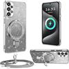 XCYYOO Cover Brillantini con Cordino per Samsung Galaxy A52/ A52S,Custodia Trasparente Antiurto Silicone TPU con Laccio Tracolla Supporto Case,Cover con Collana per A52/ A52S Samsung,Argento