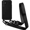 Yichxu Cover per Samsung Galaxy A55 5G con Cordino, Custodia Cellulare con Tracolla in Nylon Regolabile, Motivo Cuore Morbid Antiurto Paraurti Bumper Silicone Protettiva Case per Samsung A55, Nero