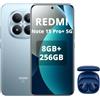 XIAOMI REDMI Note 15 Pro+ 5G- Smartphone 8+256GB,Display AMOLED 1.5K da 6,83,Snapdragon 7s Gen 4,fotocamera da 200MP,Blu,caricabatterie non incluso.incluso cuffie smart incluse blu
