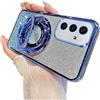 QIWEIQING Glitter Cover Magnetica per Samsung Galaxy S10 Plus, Custodia Bling Brilla Ricarica wireless magnetica Magnetico Ricarica Wireless, Bumper TPU Cover Case per Samsung S10 Plus. Blue DS