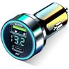 DUOBAGMA Caricabatteria da auto USB super veloce a 2 porte, adattatore USB-C e USB-A 12 V per Samsung S23 S22 120 W