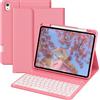 GKABXY Custodia con tastiera per iPad (A16) 11/10.9 (11/10.9, 2025/2022), tastiera magnetica wireless rimovibile, retroilluminazione a 7 colori, custodia flip stand case rosso anguria