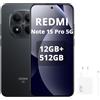 XIAOMI Redmi Note 15 Pro 5G 12GB+512GB Smartphone,MTK Dimensity 7400-Ultra,6.83 AMOLED Display 200MP Fotocamera, Batteria 6580mAh, IP68,Nero,Con caricatore da 67W