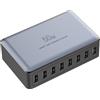Kitbox Caricatore USB 8 Porte Caricabatterie Multiplo da 50W Presa USB Multiple 5V/2.4A Ricarica Rapida Charger con Spina EU per iPhone 15 14 13 12 11 X, Samsung Galaxy S20 S10, Cellulare, Huawei ecc