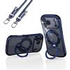 QoKcoahn Custodia compatibile con iPhone 16, supporto magnetico invisibile O-Ring [compatibile con Mag-Safe] Protezione morbida con cordino per telefono a tracolla per donne e uomini, blu