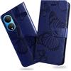 DENDICO Cover per Huawei Honor X7, Portafoglio Custodia in PU Pelle per Huawei Honor X7, Antiurto Cover a Libro con Slot per Carte, Blu