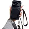 Emlivi Custodia per cellulare per Google Pixel 9A, con scomparto per carte di credito, in silicone e TPU, con cordino regolabile da appendere, antiurto, per Pixel 9A, nero