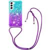 VooDirop Custodia per cellulare compatibile con Samsung Galaxy S22 Plus, custodia gradiente con brillantini liquidi, con catena e cinturino, custodia protettiva morbida e flessibile, trasparente, in TPU