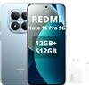XIAOMI Redmi Note 15 Pro 5G 12GB+512GB Smartphone,MTK Dimensity 7400-Ultra,6.83 AMOLED Display 200MP Fotocamera, Batteria 6580mAh, IP68,Blu,Con caricatore da 120W