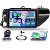 Rimoody 4G+128G Android Autoradio per Toyota Hilux Pick Up AN120 2015-2020 Wireless Carplay Android Auto, 10 Pollici Incell Touchscren Radio GPS Navi WiFi Bluetooth FM/RDS EQ/SWC Telecamera Posteriore