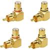 GERUI Adattatore RCA ad Angolo Retto, 4 Pezzi, Adattatore RCA Maschio a Femmina, 90 Gradi, Adattatore ad Angolo Retto Placcato Oro