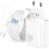 CREAPICO 30W Caricatore USB C Caricabatterie con 3M Lungo Tipo C Cavo per iPhone 17e/17/Air/16/15 Pro Max Plus 16e, iPad Pro Air 13/11, iPad 10/11/A16, Rapido Alimentatore Fast Charger Type C PD Spina Presa