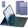 KYVELO Custodia con Tastiera Touchpad e Mouse per Samsung Galaxy Tab S10+/S9+/S9 FE+/S8+/S7 FE/S7 Plus 12.4, Tastiera Bluetooth Rimovibile Retroilluminata 7 Colori, Cover TPU con Porta S Pen (Viola)