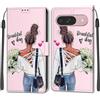 KENHONER Custodia per Google Pixel 9/10/11 Pro, ragazza e fiore | Portafoglio Pelle PU, Magnetica, Resistente Agli Urti, Scomparto Carte Credito, Pieghevole, Flip Libro, Motivo