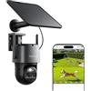 Reolink 4K Telecamera Senza Fili da Esterno a Batteria, Trackmix Grigio | 360° PTZ con Pannello Solare, Tracciamento Automatico, Doppia Lente, Visione Notturna a Colori, Rilevamento Intelligente