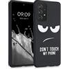 kwmobile Cover Compatibile con Samsung Galaxy A52 / A52 5G / A52s 5G - Custodia in Silicone TPU - Cover Protettiva Soft Case - Don't touch my phone bianco/nero
