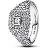 PANDORA Bague de Cocktail pour Femme en Argent avec pavé carré 193556C01, Argent Sterling, Zircone cubique