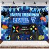 INRUI Sfondo fotografico per il 7° compleanno con videogiochi, 2,1 x 1,5 m | Vinile leggero per gamer Birthday & Boys Birthday Party Game On Level Up Photo Booth Decor