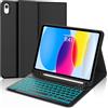 WINCHKING Custodia con tastiera per iPad A16 11/10 generazione 2025/2022 (11/10,9 pollici), custodia magnetica Bluetooth con tastiera per iPad 11/10 generazione, illuminazione a 7 colori, layout