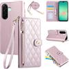 Rosbtib Custodia per Samsung Galaxy A16 4G/5G / A26 5G Cover Premium Pelle PU Wallet Flip Case con Tracolla Lunga Slot per Schede Funzione di Supporto Magnetica Cover per Galaxy A16/A26 - Rosa