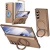BaiFu Custodia con anello girevole per Samsung Galaxy Z Fold6, compatibile con Magnetic Ring, anti-impronta, Protezione per lo schermo, Cover con supporto per Samsung Z Fold 6-Oro